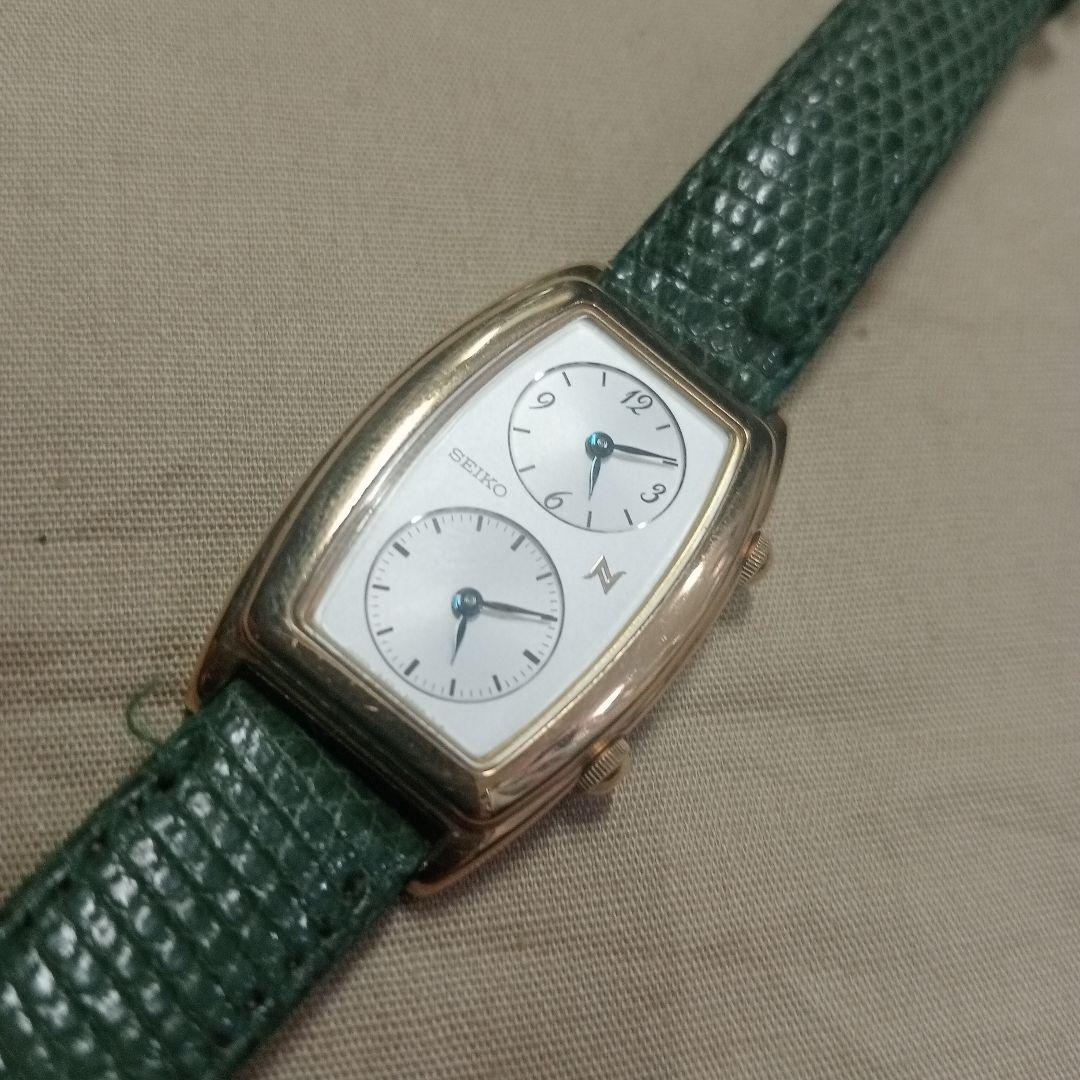 SEIKO NOIE デュアルタイム　グリーンレザー 腕時計　セイコー　ノイエ