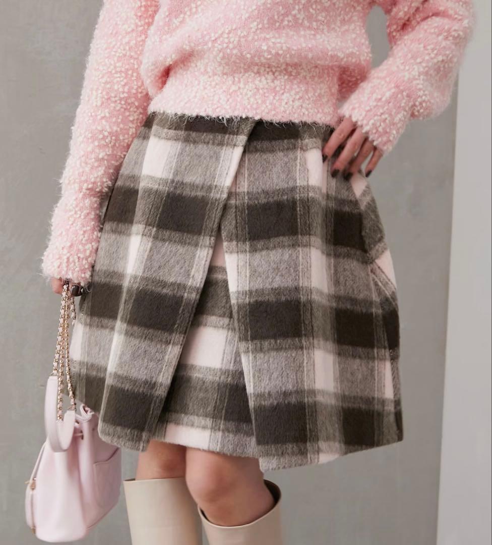 新品タグ付♡ シャギーブロックチェックスカート obli オブリ OBLI