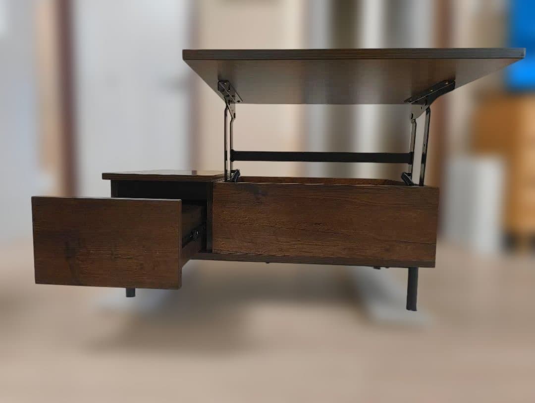 [値引き中]天板昇降式ローテーブル 幅90cm