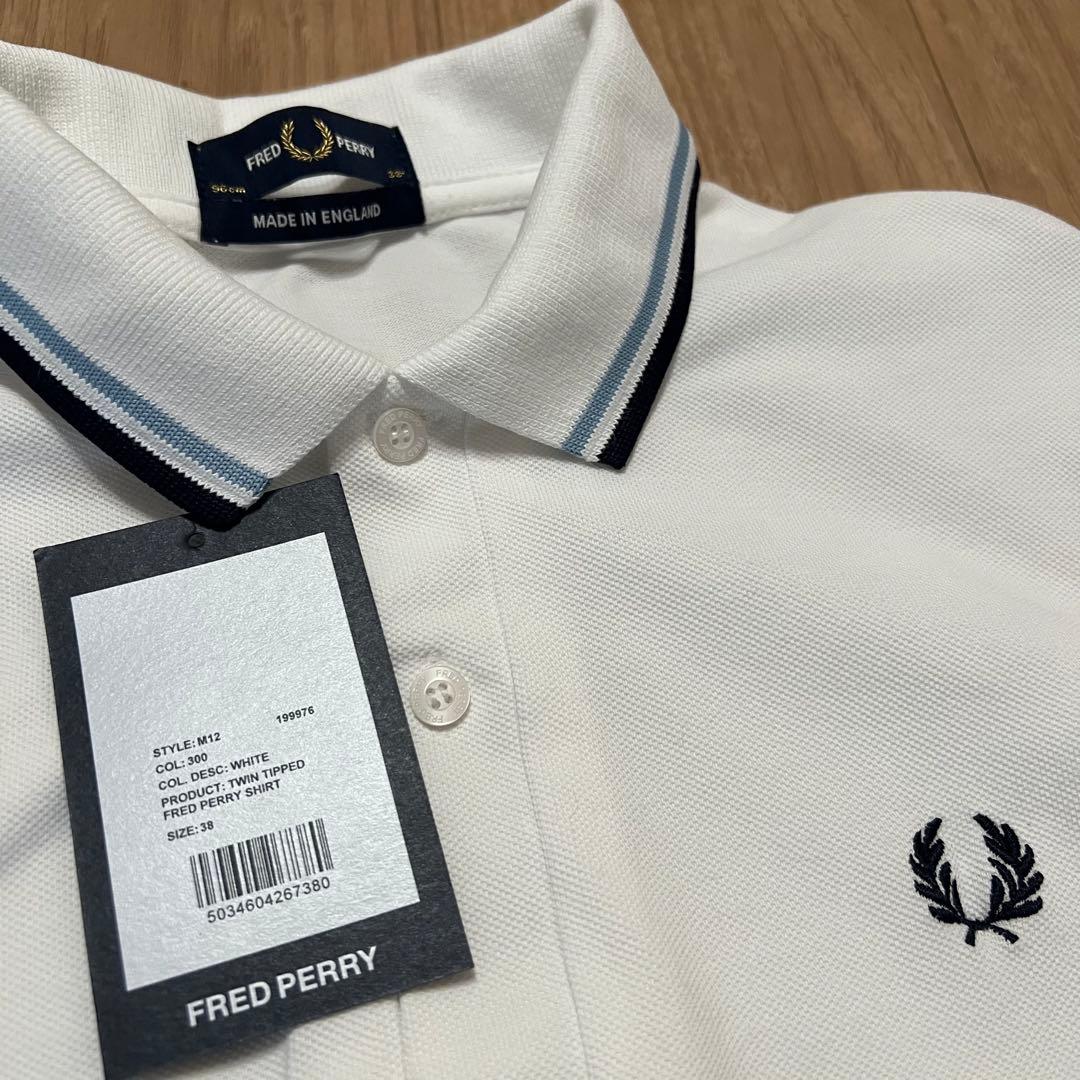 フレッドペリー M12 ホワイト ポロシャツ 38