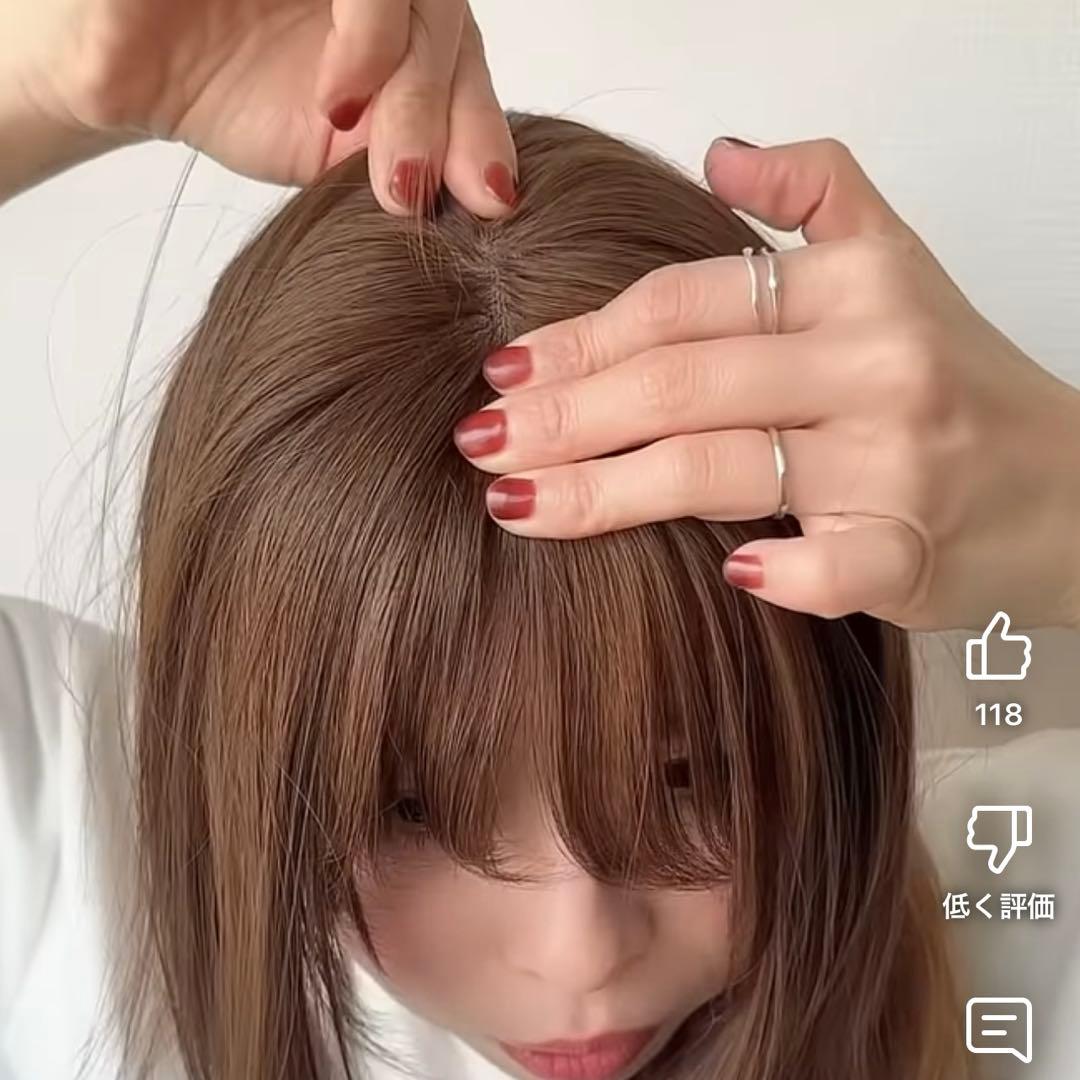 百合子ウィッグ　前髪ウィッグ　スズメ 　　　　　　　ベージュ系ブラウン　前髪あり