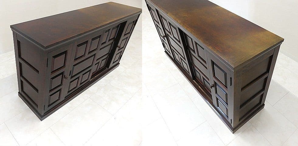 北海道民芸家具 樺無垢材下駄箱　W150cm　　シューズボックス　※変色あり