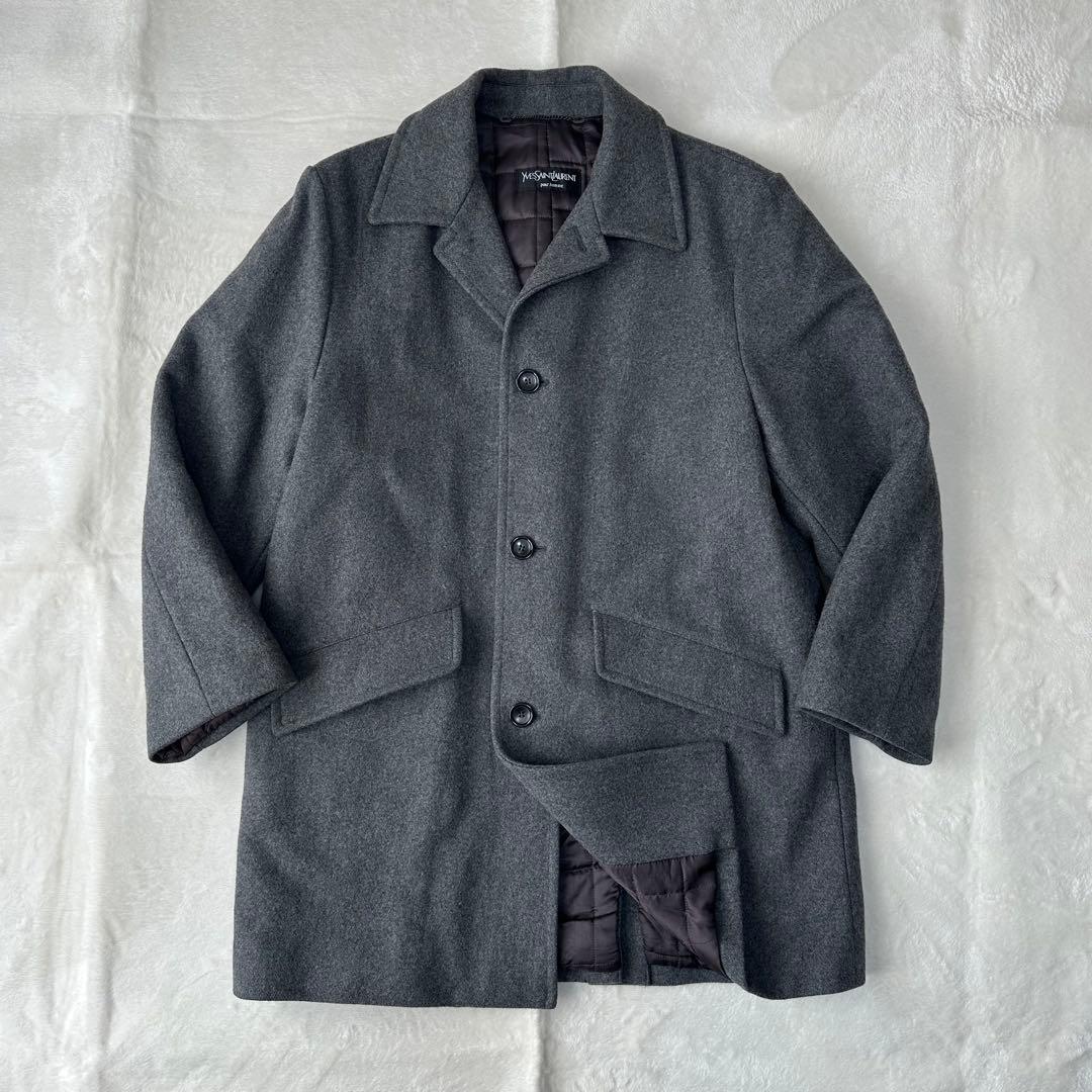 vintage YSL イヴサンローラン ウールコート ロングコート グレー