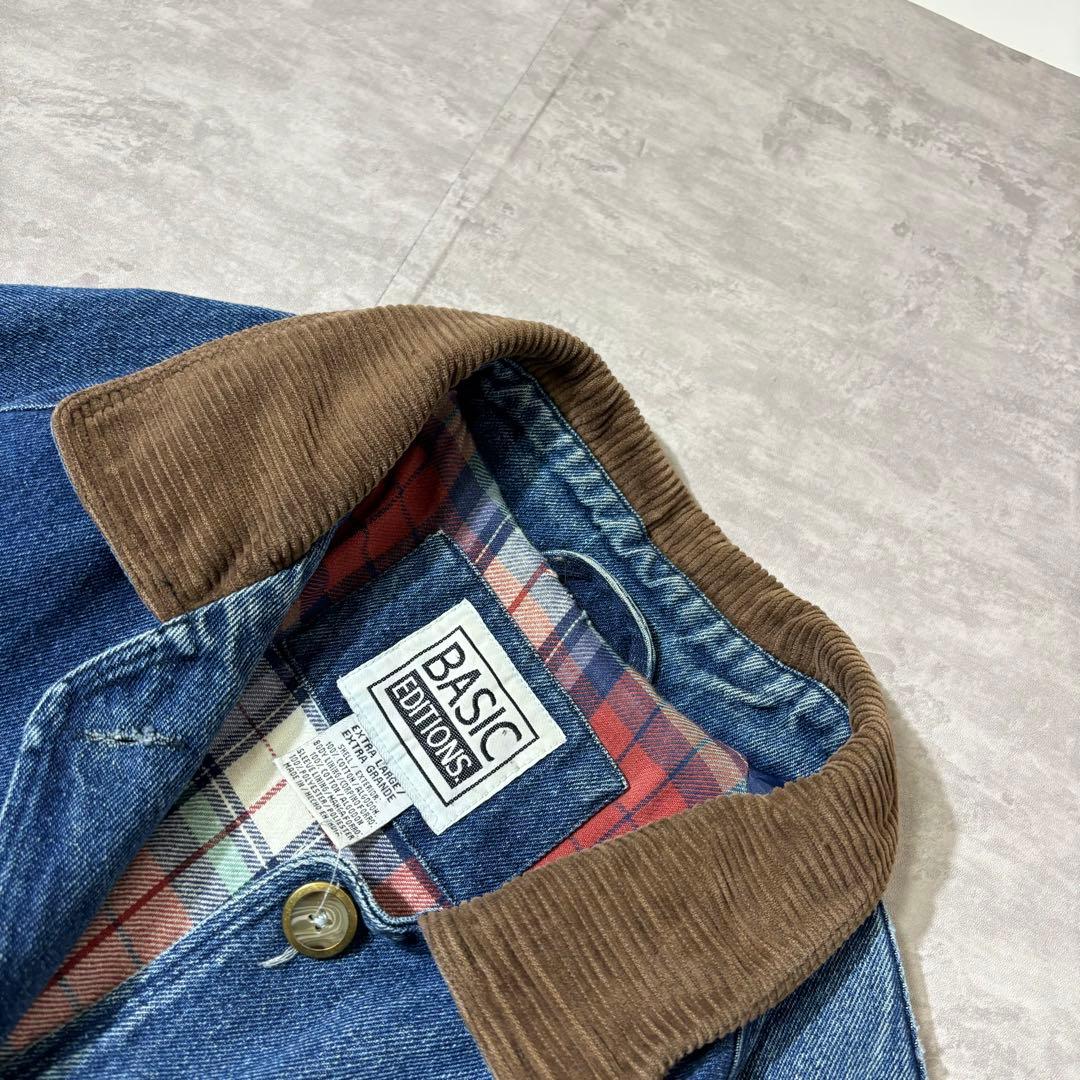 90s BASIC EDITIONS 襟コーデュロイ デニム カバーオール