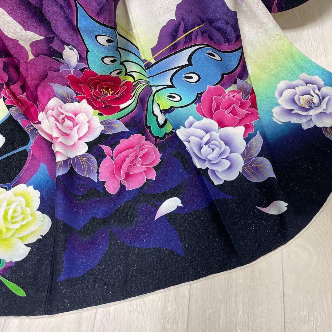 あらら様上質正絹豪華 ラメ、薔薇、蝶々 ゴージャス柄