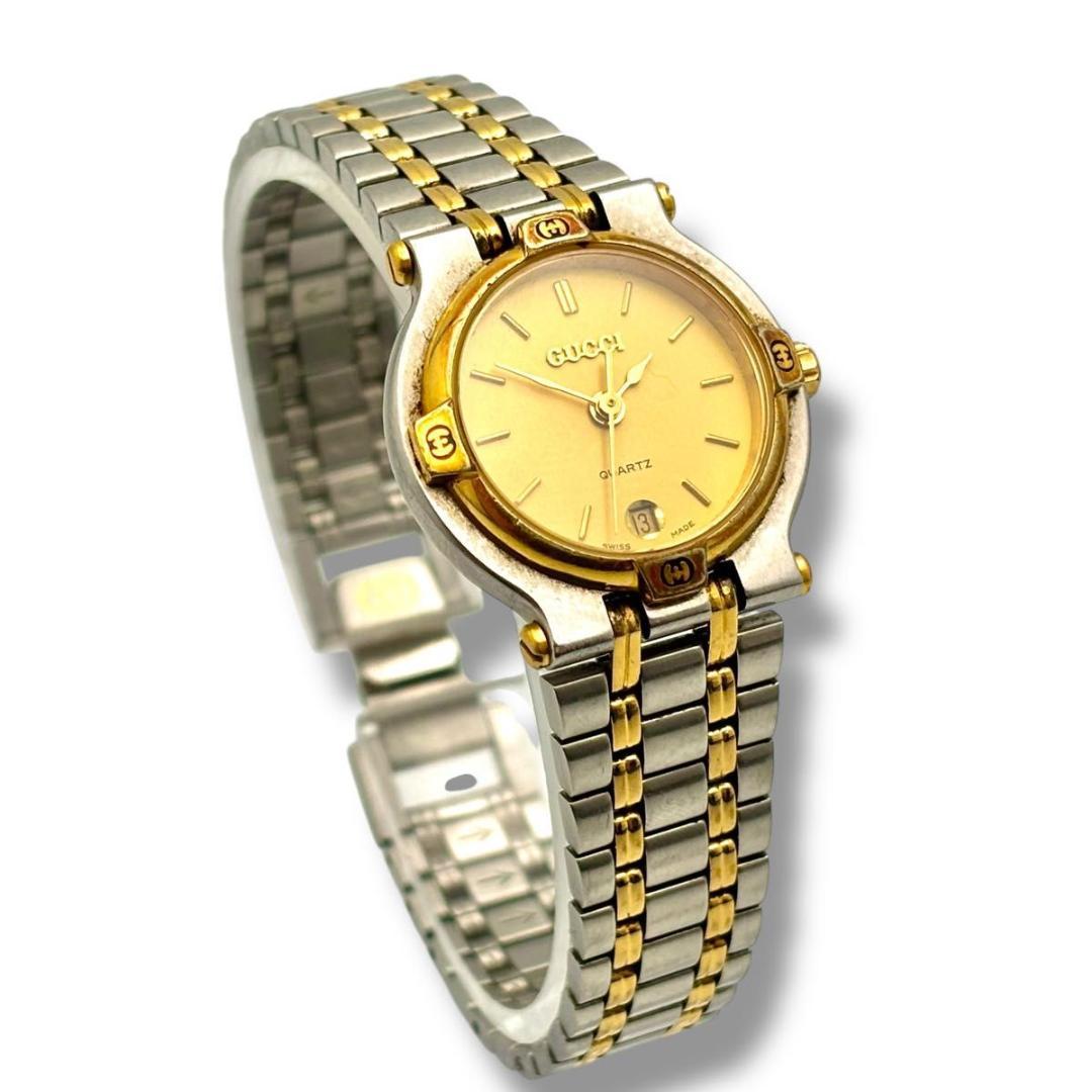 稼働 グッチ 腕時計 クオーツ レディース 9000L シルバー ゴールド
