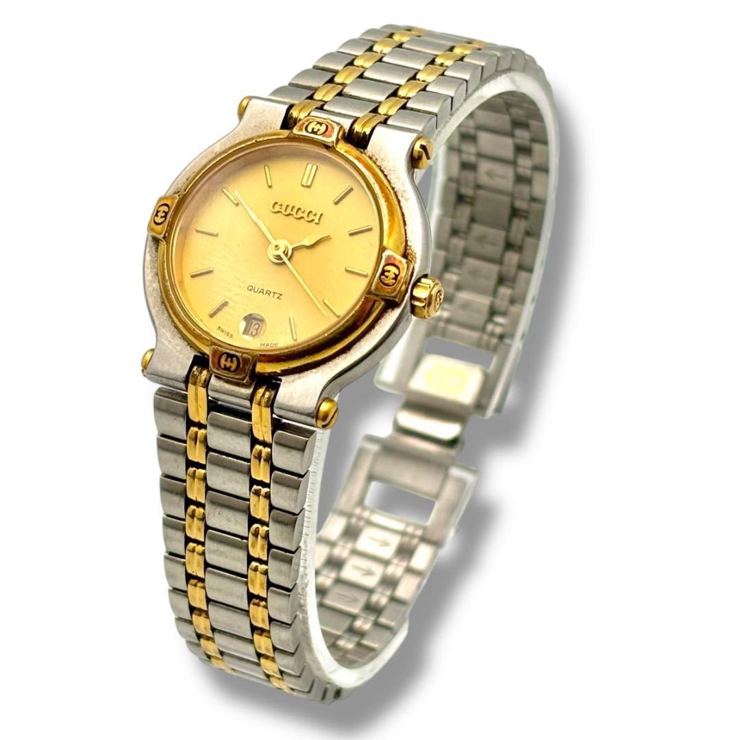 稼働 グッチ 腕時計 クオーツ レディース 9000L シルバー ゴールド