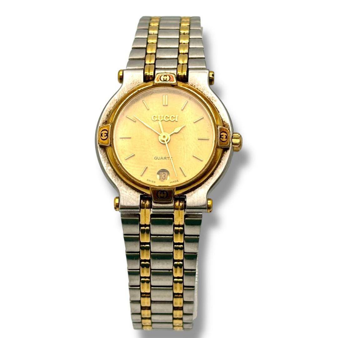 稼働 グッチ 腕時計 クオーツ レディース 9000L シルバー ゴールド