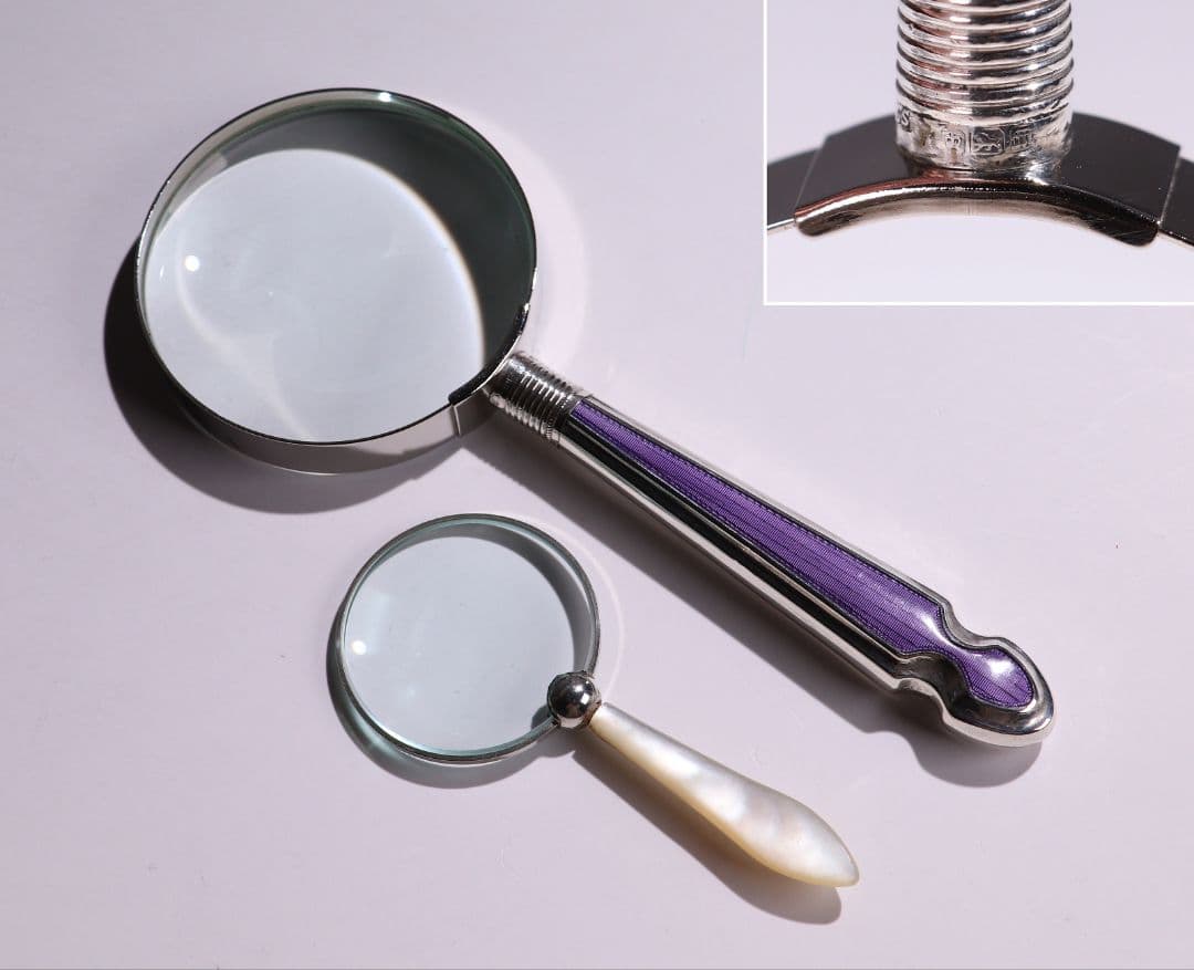 CD74 英国アンティーク純銀製拡大ルーペ 虫眼鏡 スターリングシルバー925