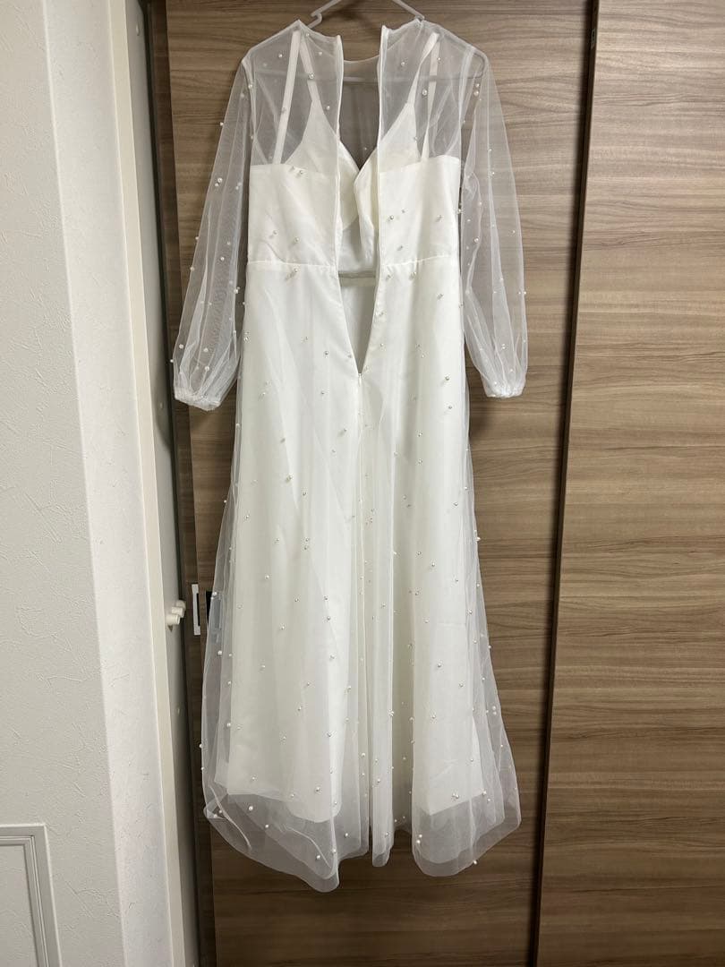 ホワイト シフォン ウェディングドレス