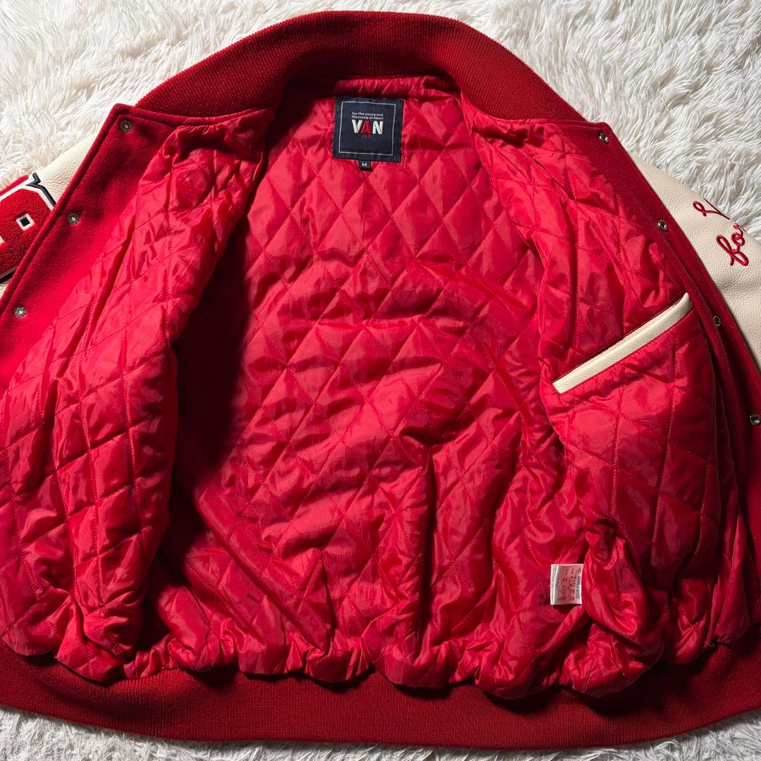 極美品■VAN JACKET スタジャン　フルデコ　袖レザー　ワッペン　M
