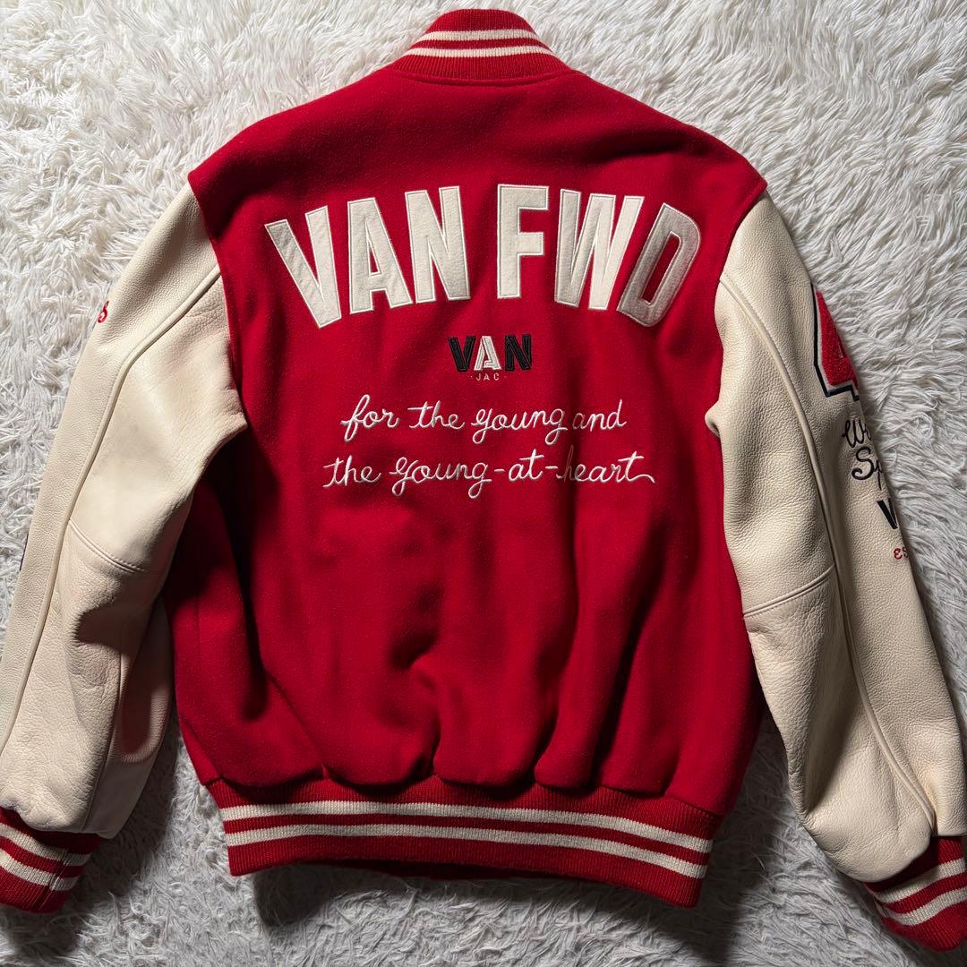 極美品■VAN JACKET スタジャン　フルデコ　袖レザー　ワッペン　M