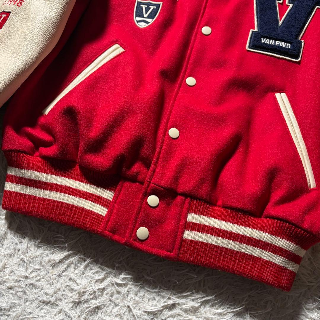 極美品■VAN JACKET スタジャン　フルデコ　袖レザー　ワッペン　M