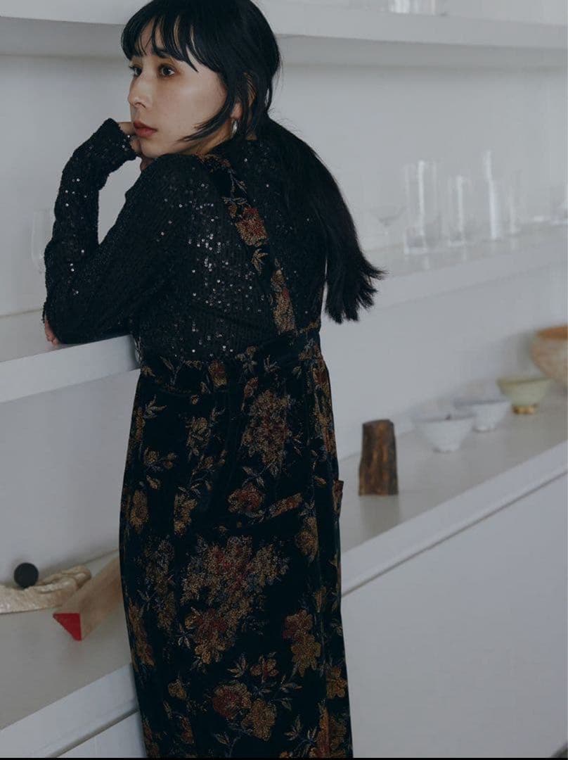 サロペット・オーバーオール・オールインワン Ameri FLOWER PRINT VELOUR PANTS