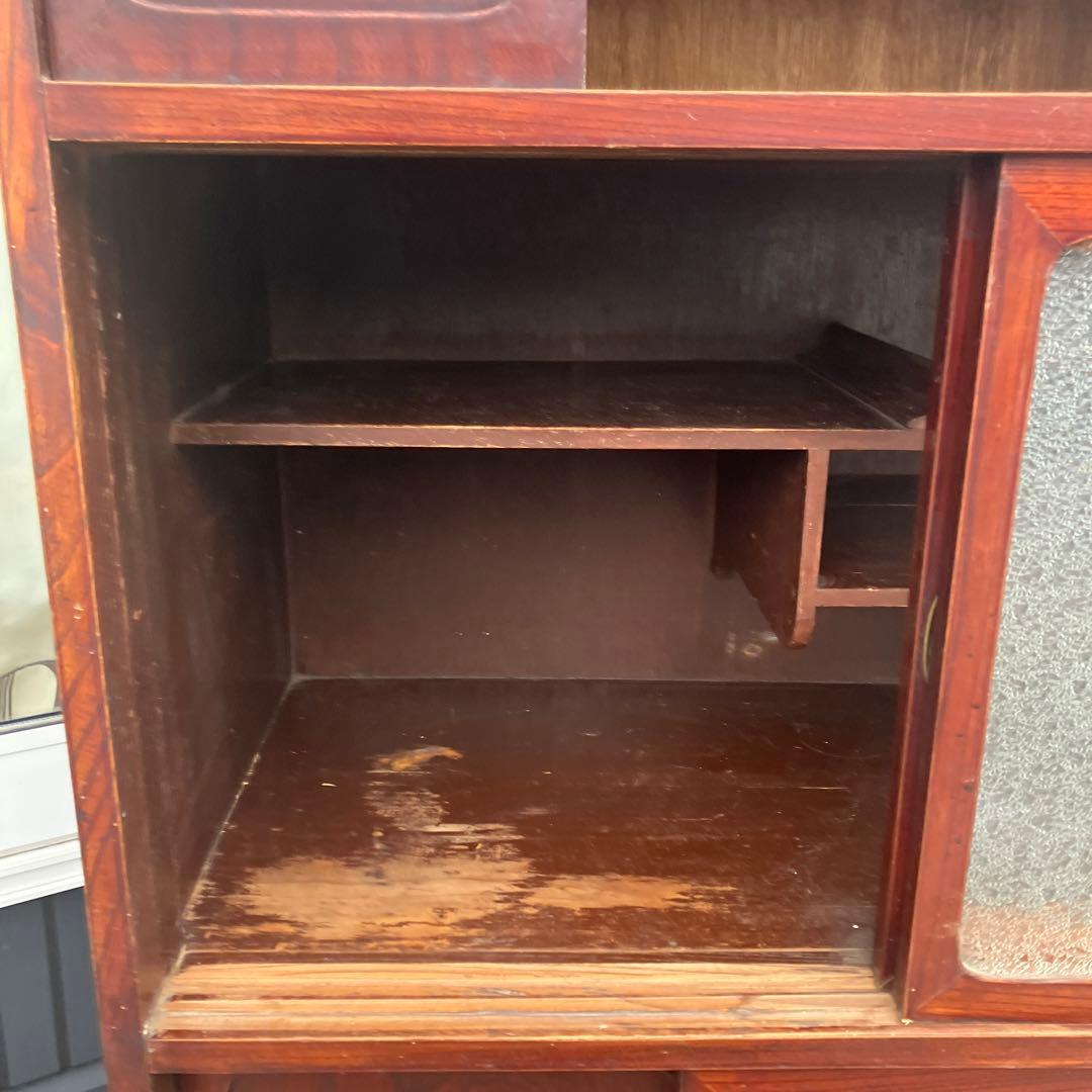 昭和レトロ 無垢材 茶箪笥 すりガラス サイドボード 古家具 古民家 ビンテージ