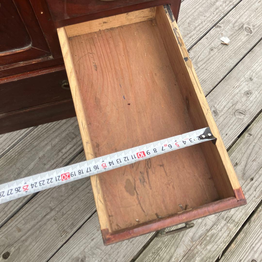 昭和レトロ 無垢材 茶箪笥 すりガラス サイドボード 古家具 古民家 ビンテージ