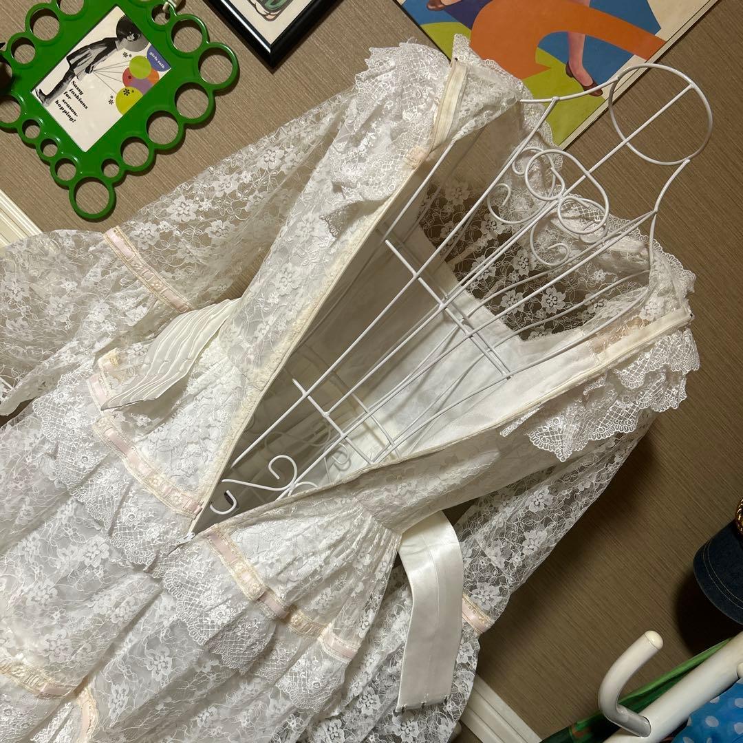 レトロ古着 総レース&リボン⋈ ドレス ヴィンテージ 古着 白