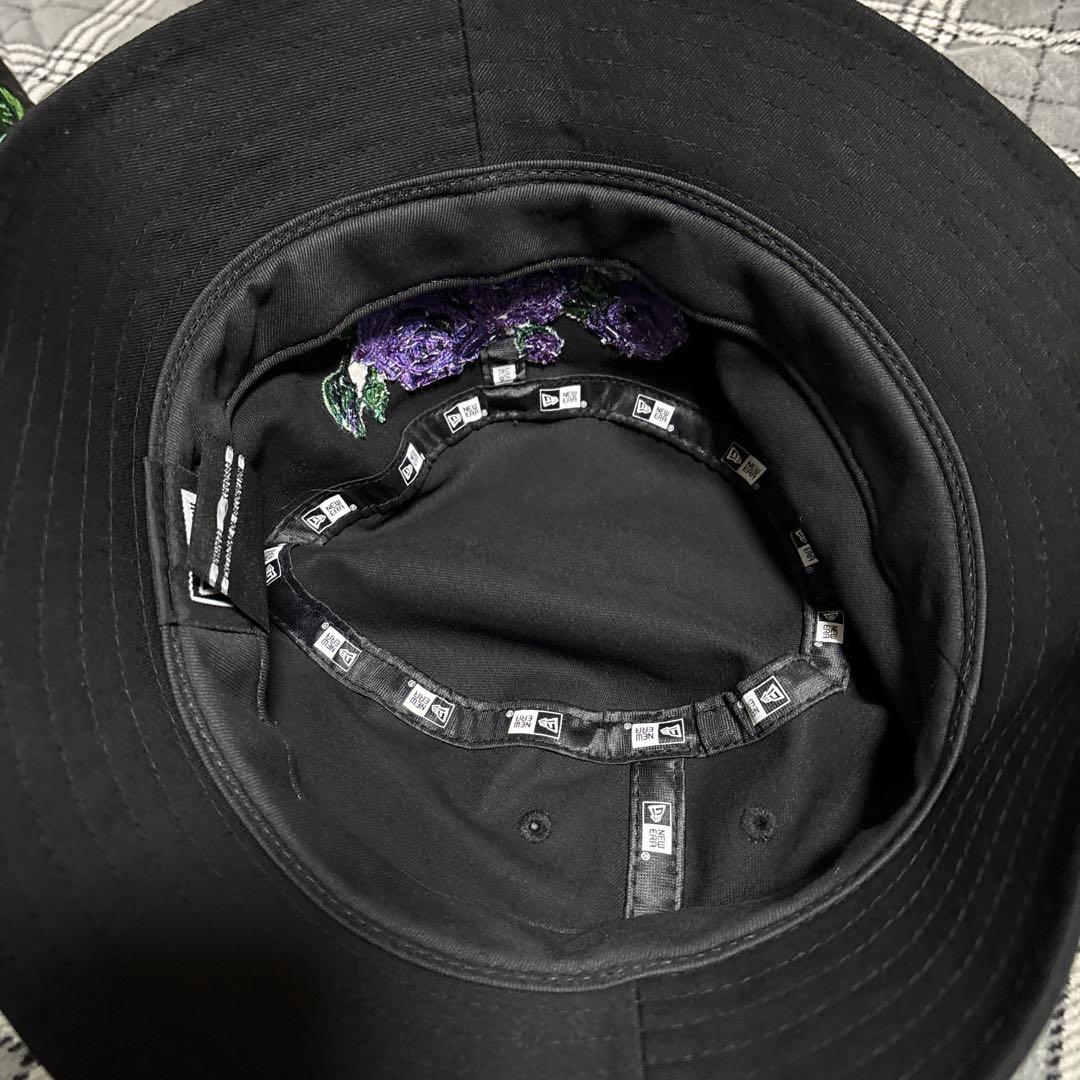 紫のバラ刺繍 バケットハット 黒 エルデスペラード
