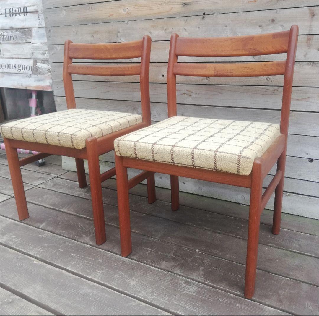 M♦店頭引取専用価格　希少 北欧ビンテージ チークダイニングチェア２脚