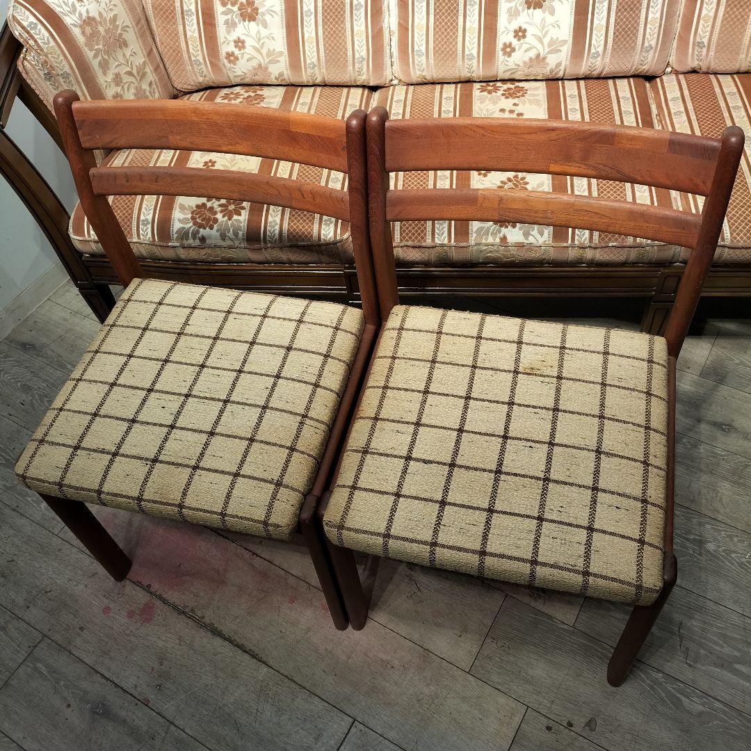 M♦店頭引取専用価格　希少 北欧ビンテージ チークダイニングチェア２脚