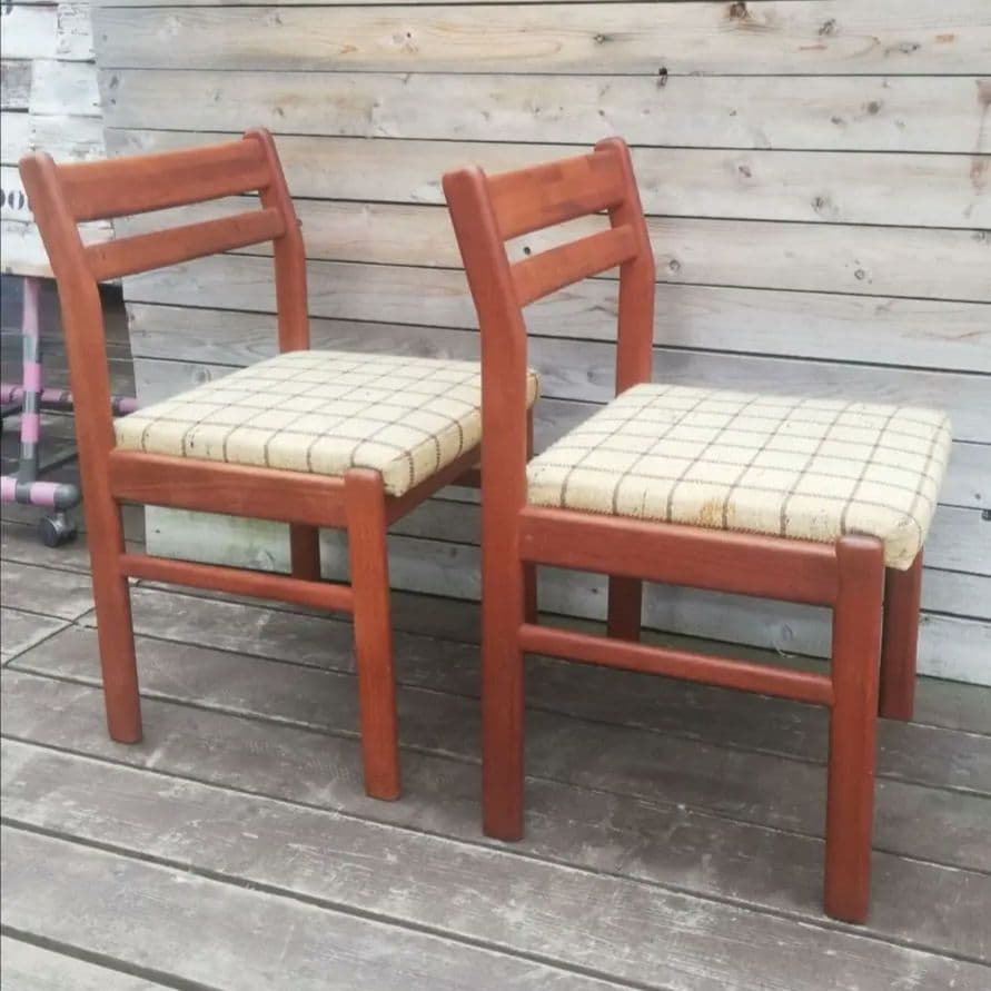 M♦店頭引取専用価格　希少 北欧ビンテージ チークダイニングチェア２脚