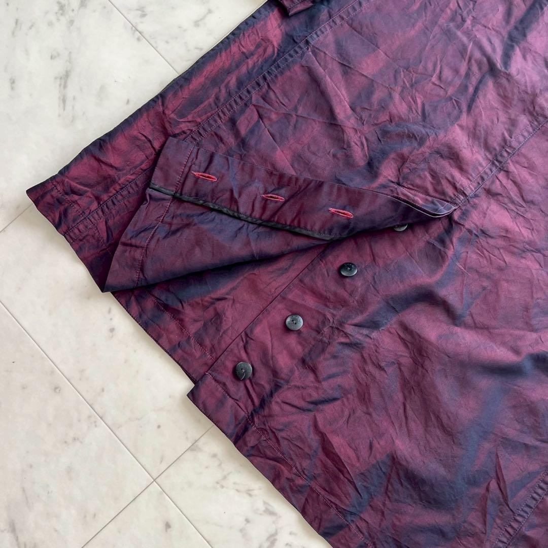 CHANEL ココマークボタン シルク サテン ライトコート ワインレッド