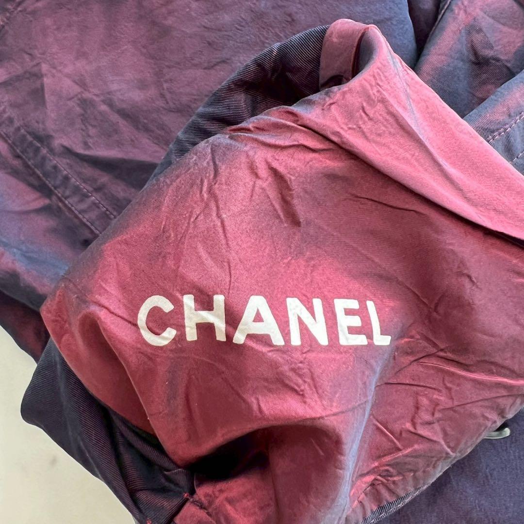 CHANEL ココマークボタン シルク サテン ライトコート ワインレッド