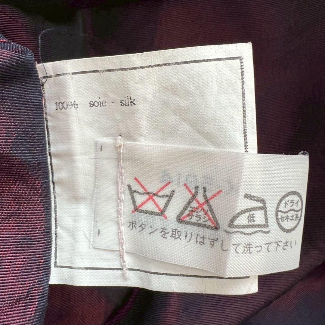 CHANEL ココマークボタン シルク サテン ライトコート ワインレッド