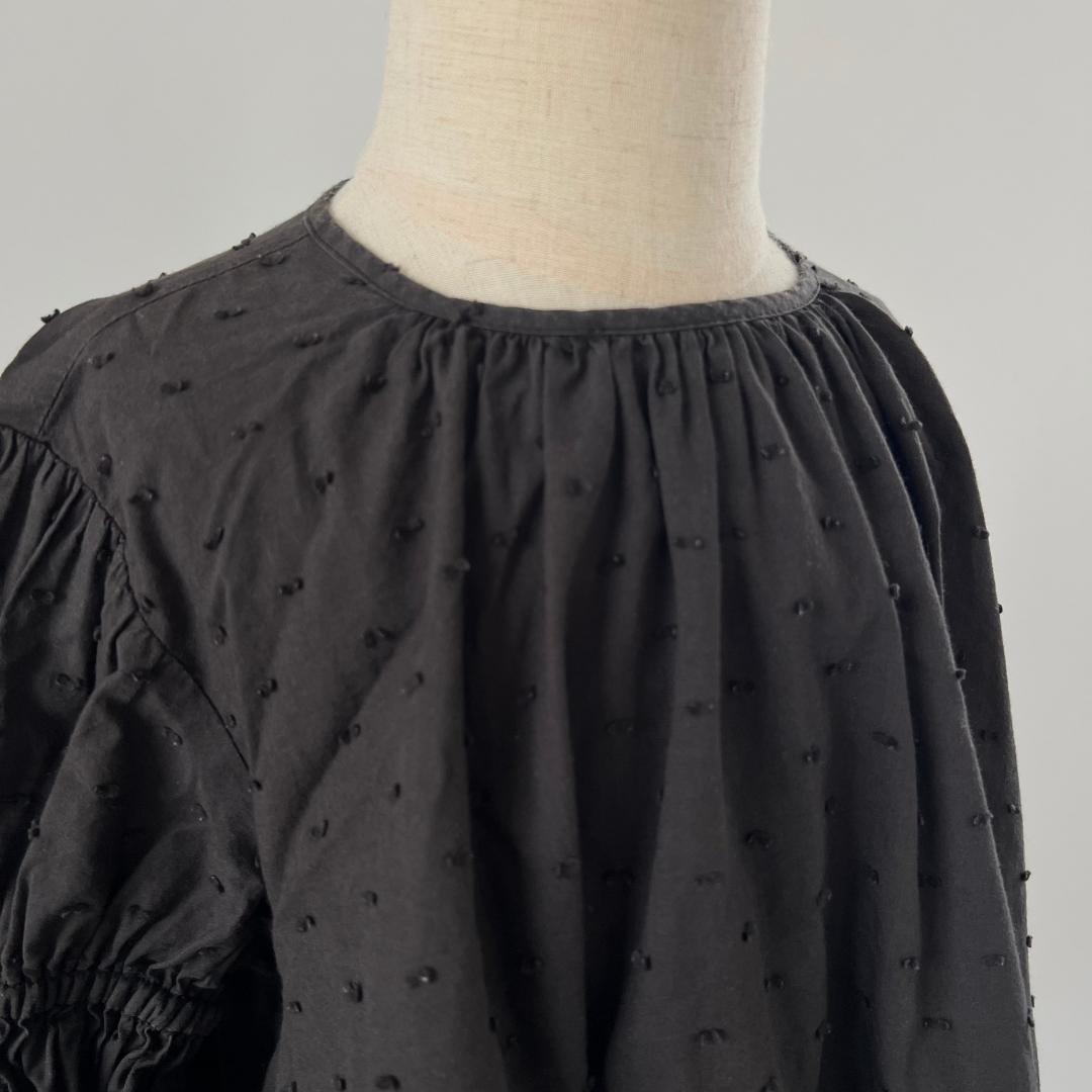 Uhr ドットミニドレス チャコールグレー 長袖ワンピース 110cm