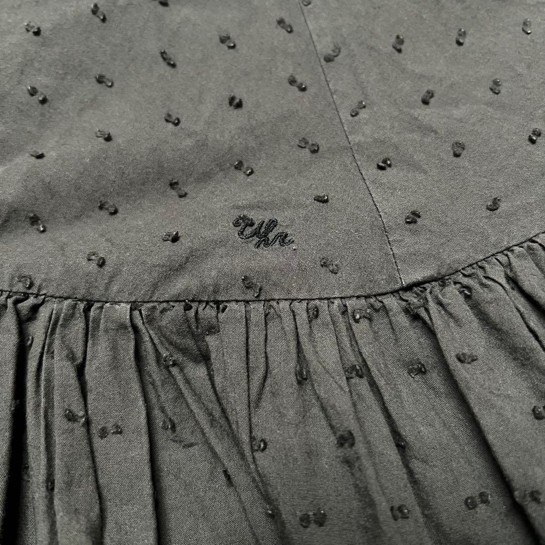 Uhr ドットミニドレス チャコールグレー 長袖ワンピース 110cm