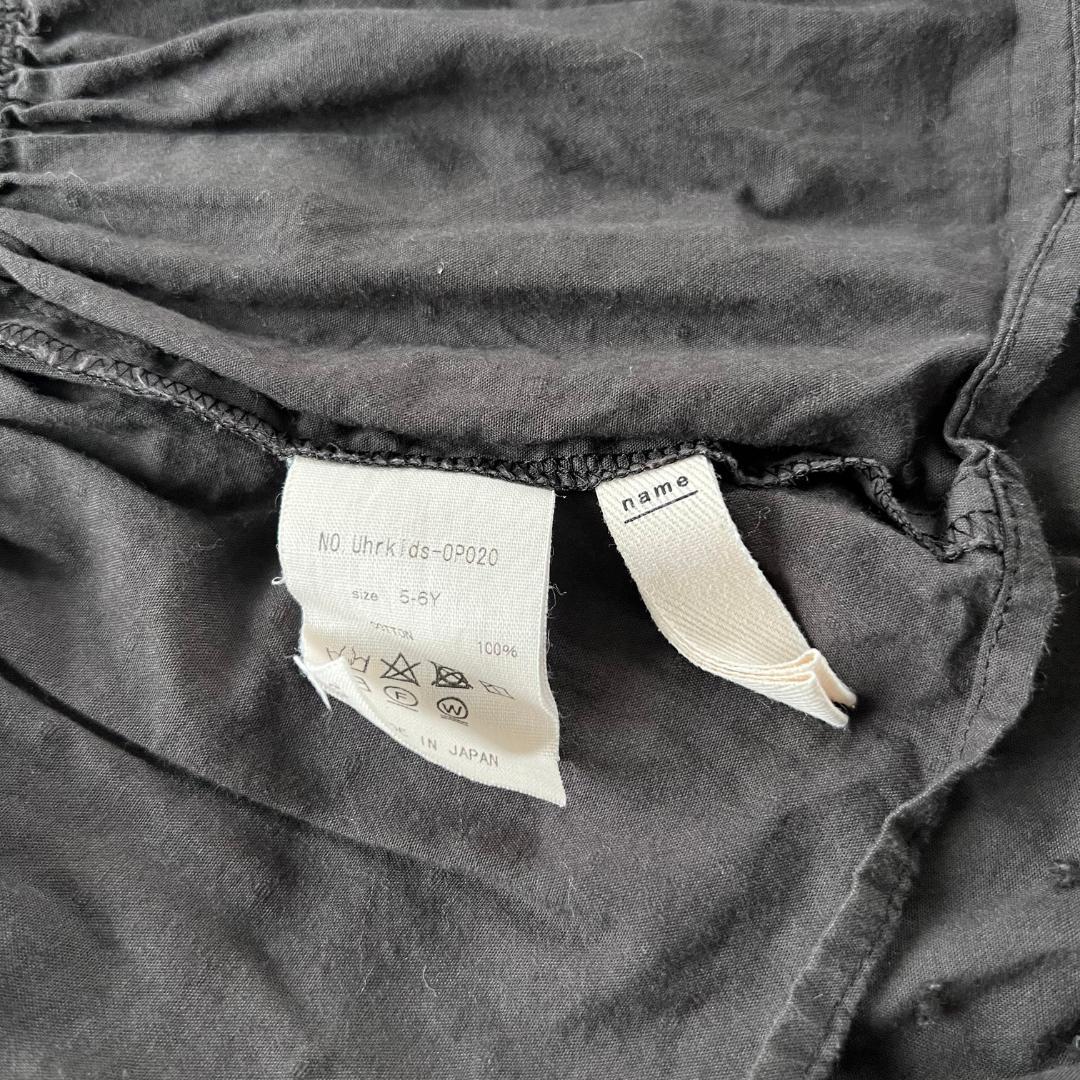 Uhr ドットミニドレス チャコールグレー 長袖ワンピース 110cm