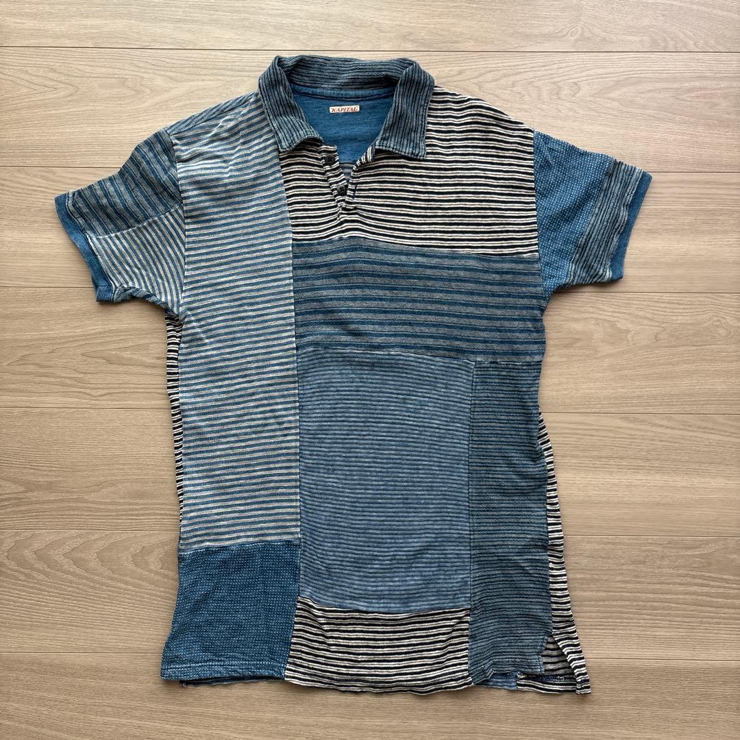 KAPITALキャピタル 半袖ポロシャツ　藍染め
