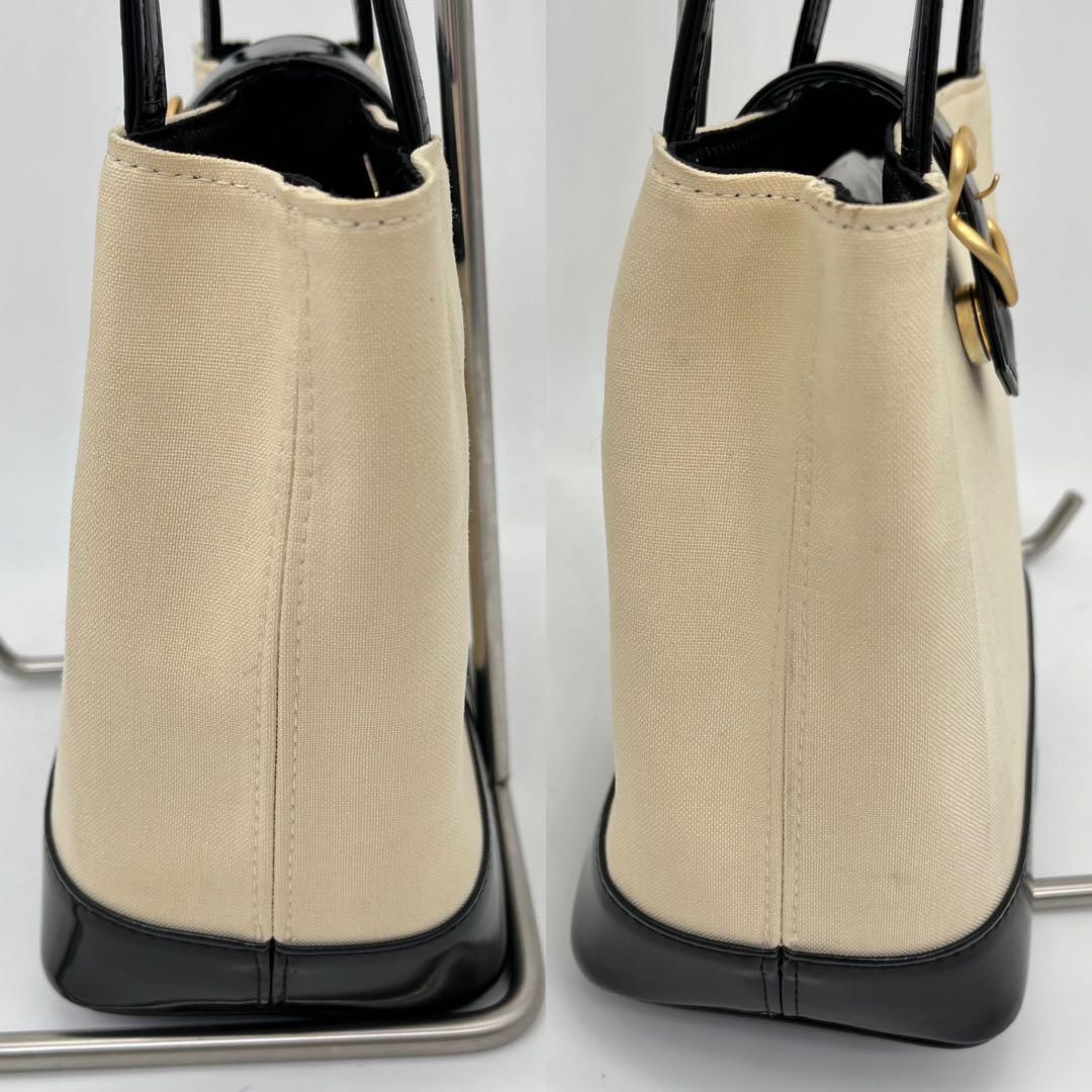 イヴサンローラン トートバッグ 肩掛け ゴールド金具 ロゴ型押し キャンバス