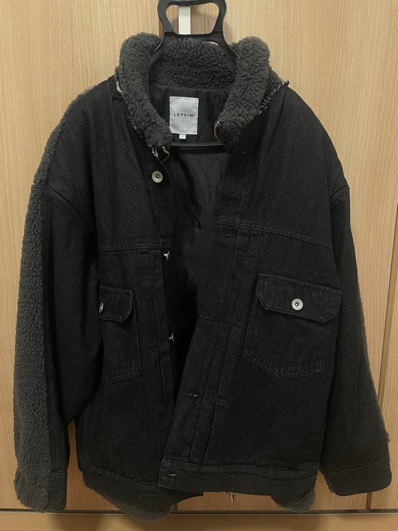 レプシィム デニムボアドッキングジャケット ブラック×チャコール