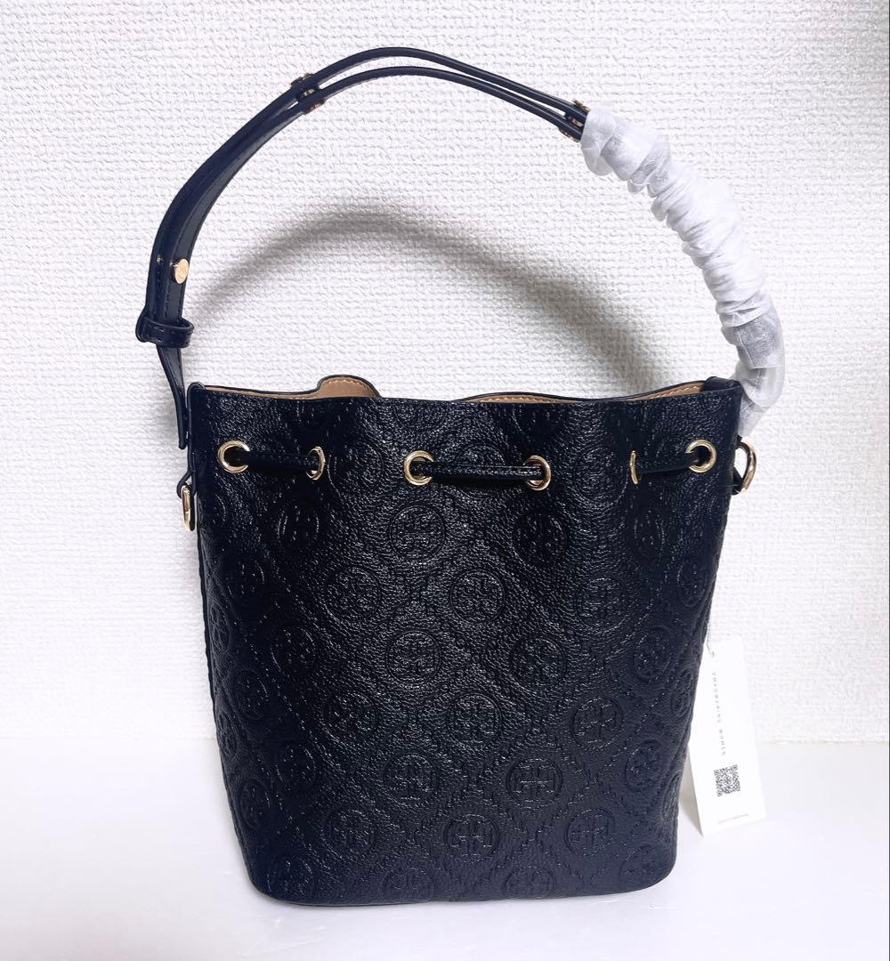 【大人気☆】Tory Burch Tモノグラム ペブルド バケットバッグ