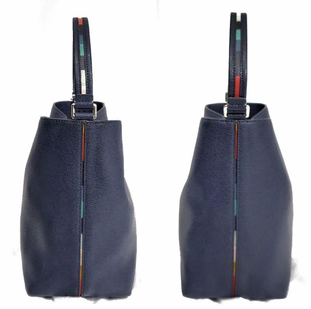 カラスヤマ ポールスミス 2wayショルダーバッグ シボ革 ストライプ