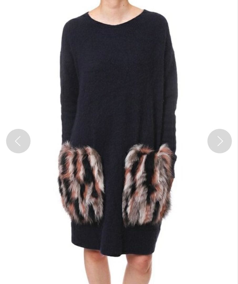 GRACE CONTINENTAL FOXファーアンゴラ混 ワンピース36