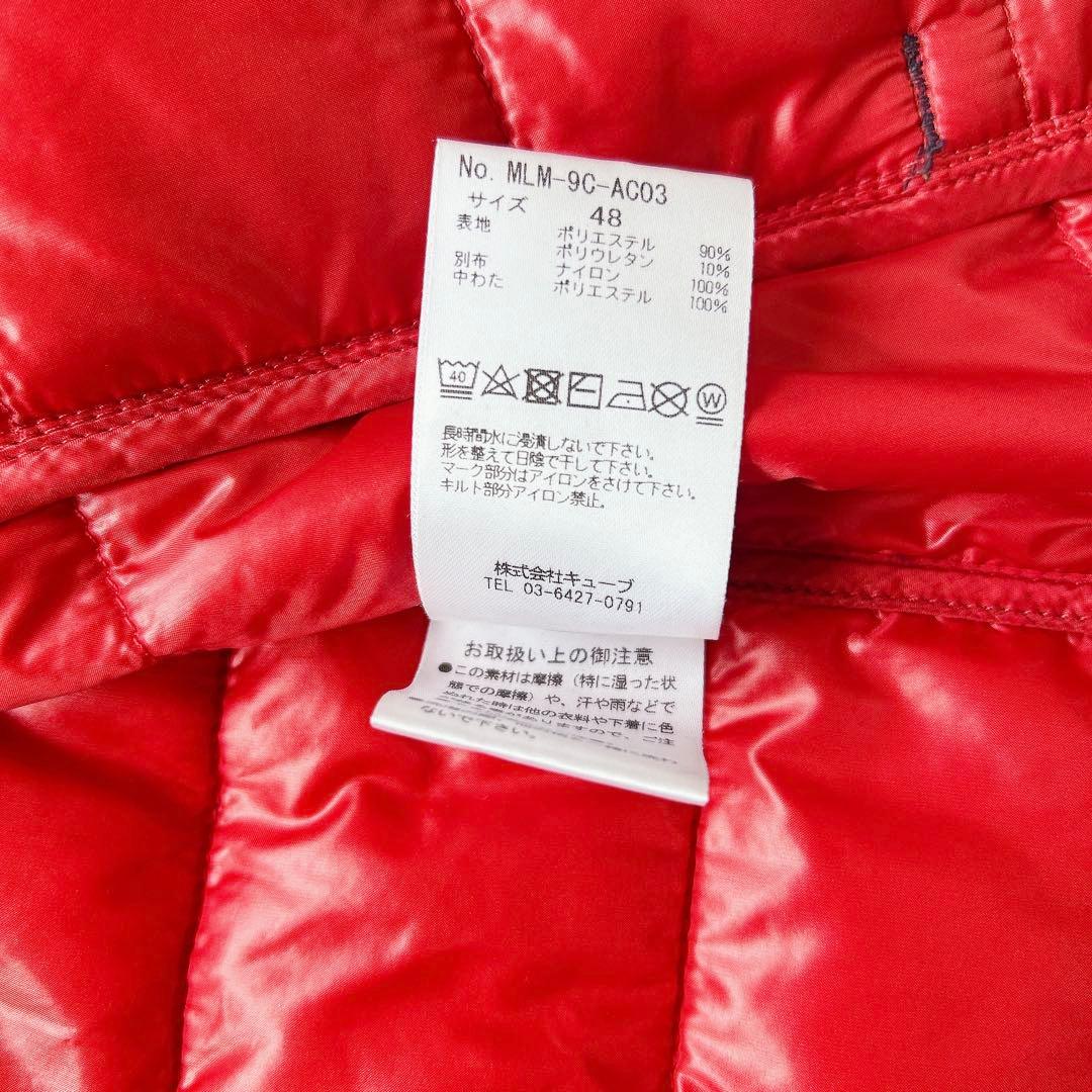 美品 マークアンドロナ ゴルフウェア 中綿ブルゾン 48 赤×紺 撥水 防寒