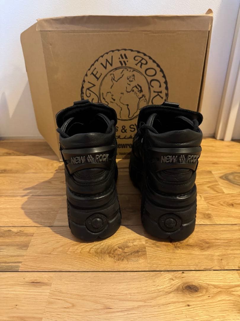 NEW ROCK 厚底ブラックレザーシューズ
