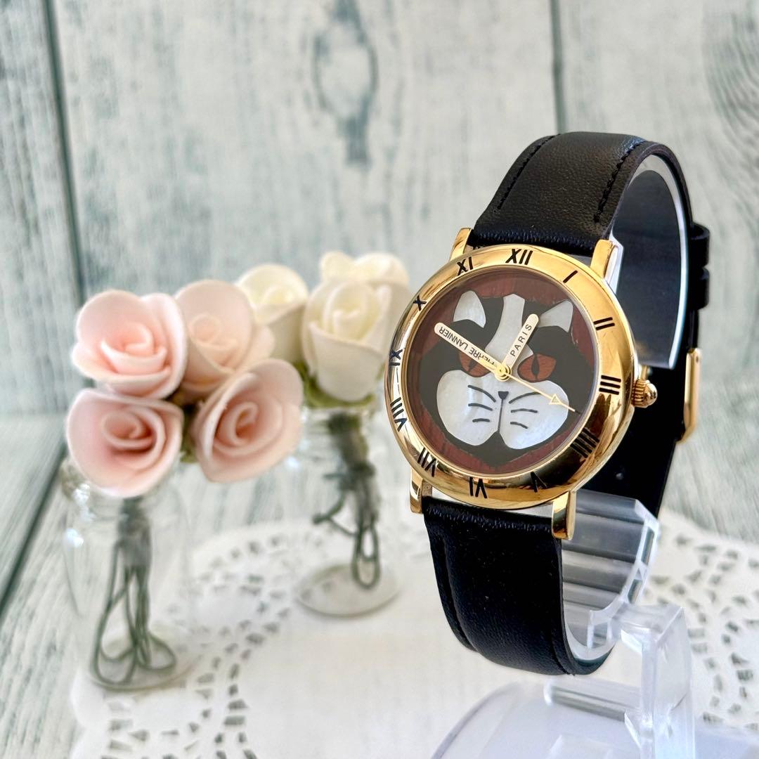 【電池交換済】Pierre Lannier ピエールラニエ 腕時計 ねこゴールド