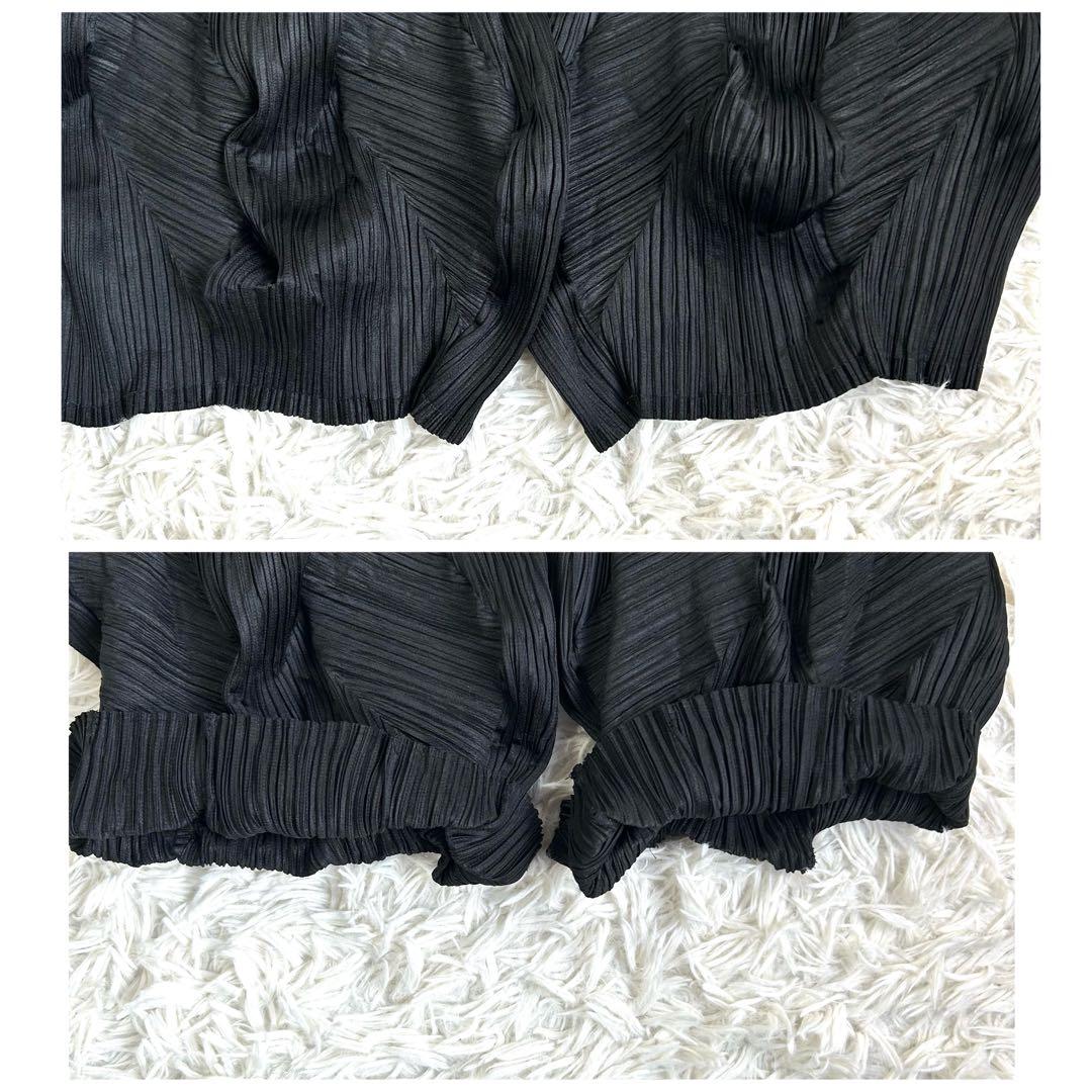 【美品】プリーツプリーズ 変形 裾デザイン プリーツパンツ 黒 1