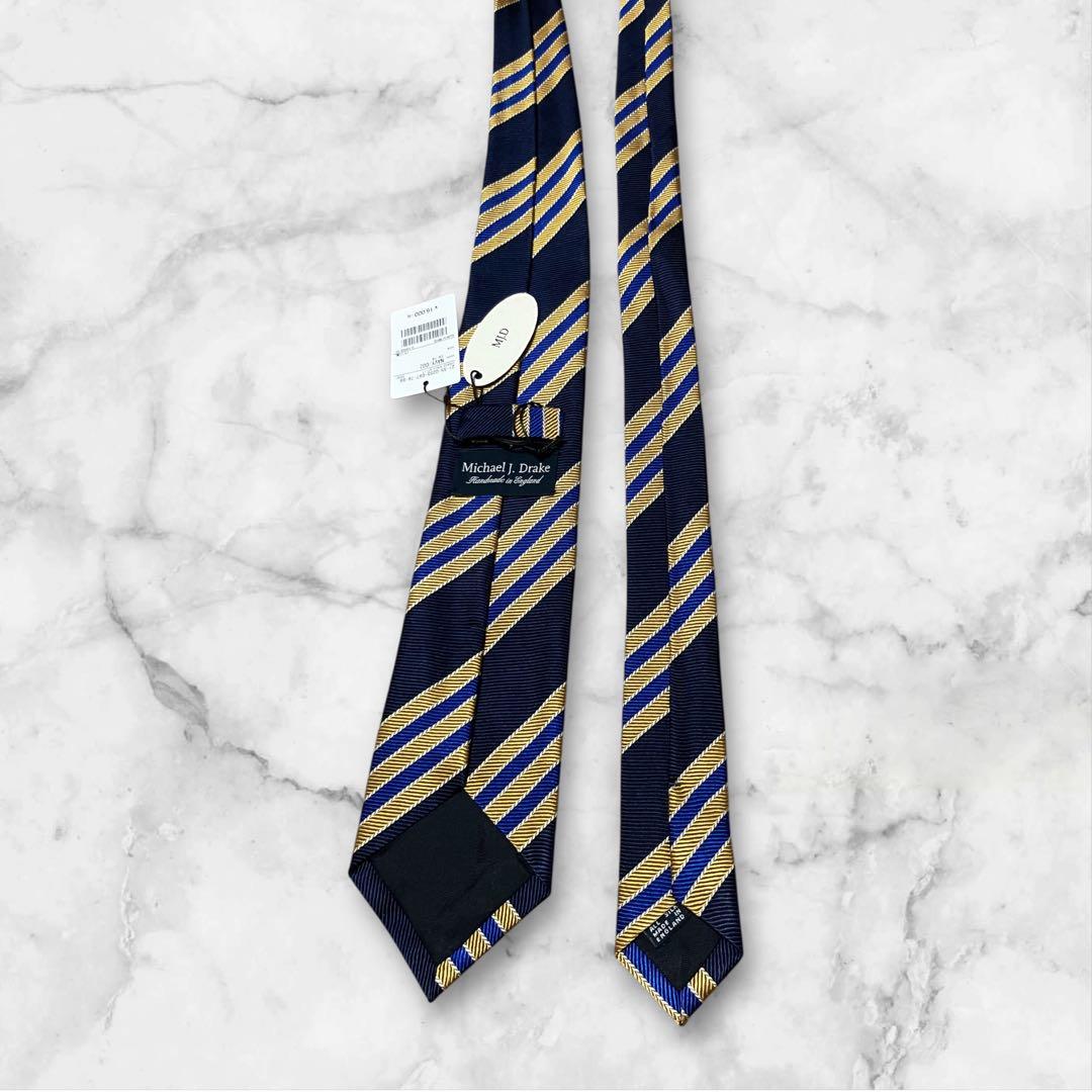 【未使用】DRAKE'S ドレイクス　ネクタイ　レジメンタル　ジャガード　紺