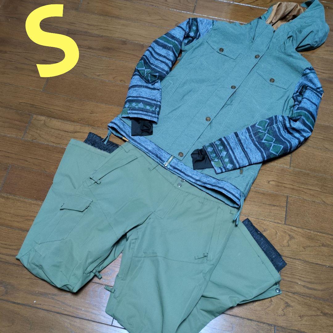 ROXY　スノボウェア　上下セット　総柄　カーキ　モスグリーン　Ｓ