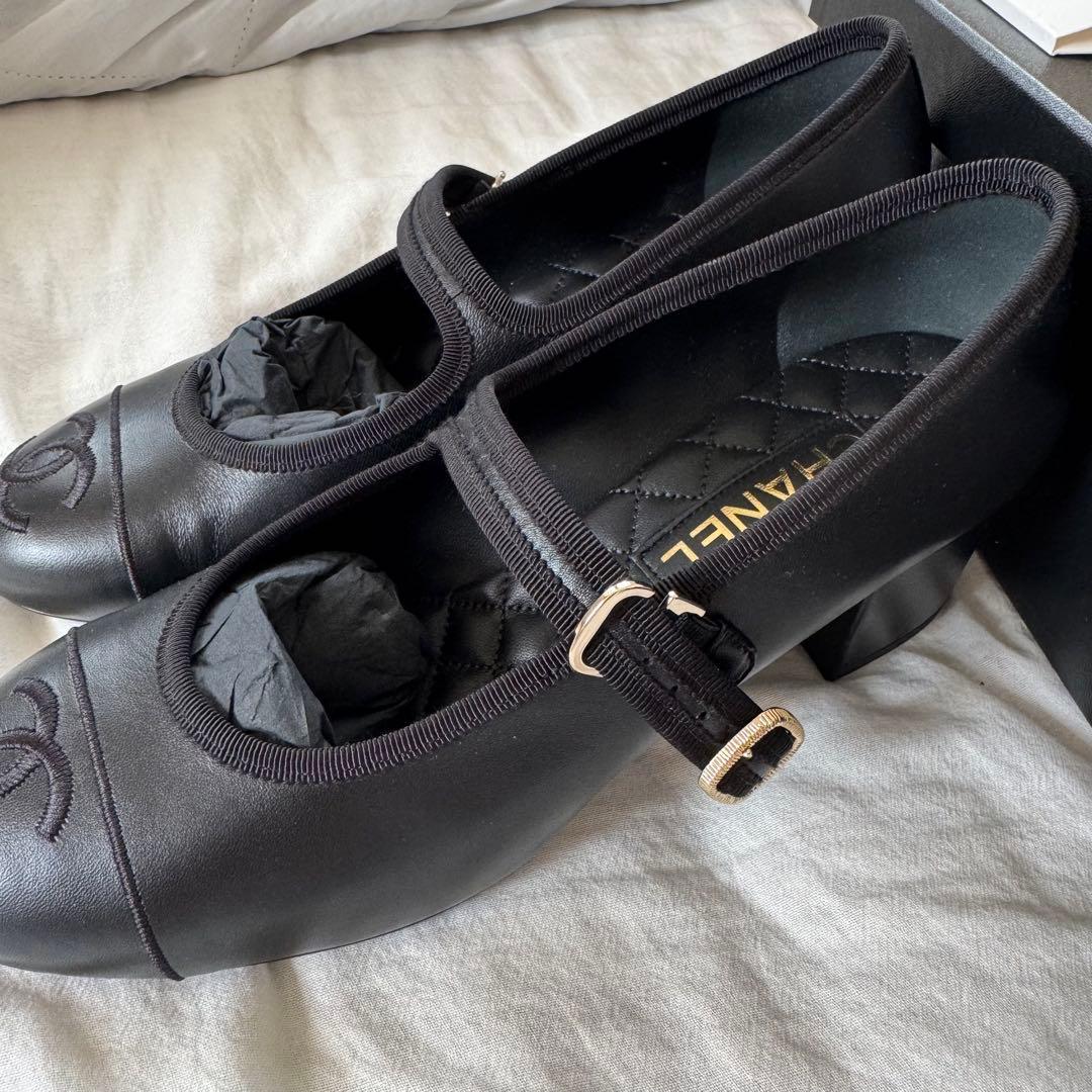 【新品未使用】CHANEL ブラックメリージェーンパンプス 40サイズ