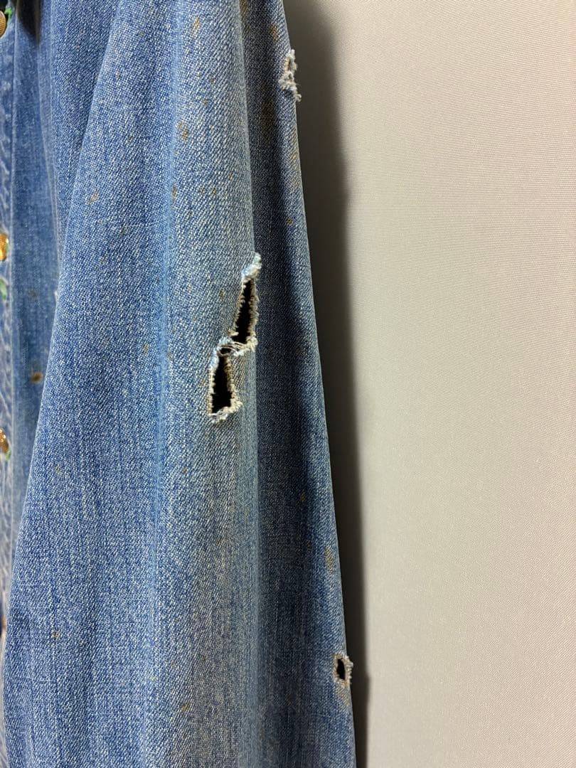 vintage Green stitch denim cover all ボロ