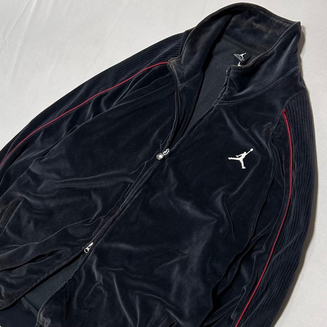 00s JORDAN ベロア ダブルジップ トラックジャケット 3XL 刺繍