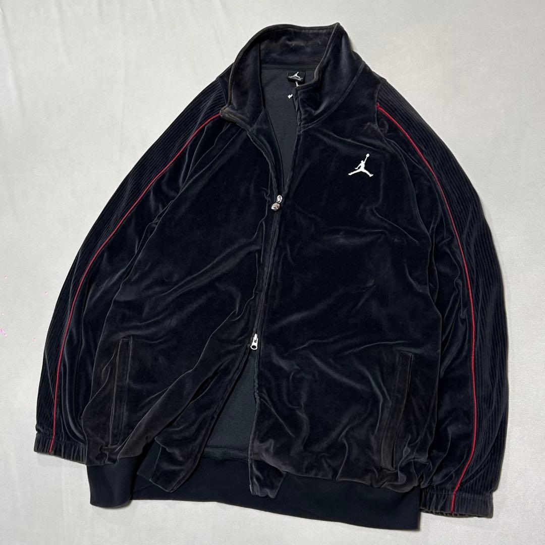 00s JORDAN ベロア ダブルジップ トラックジャケット 3XL 刺繍