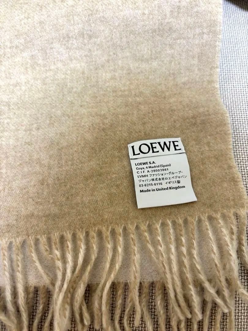 LOEWE ウールカシミヤスカーフ ベージュ