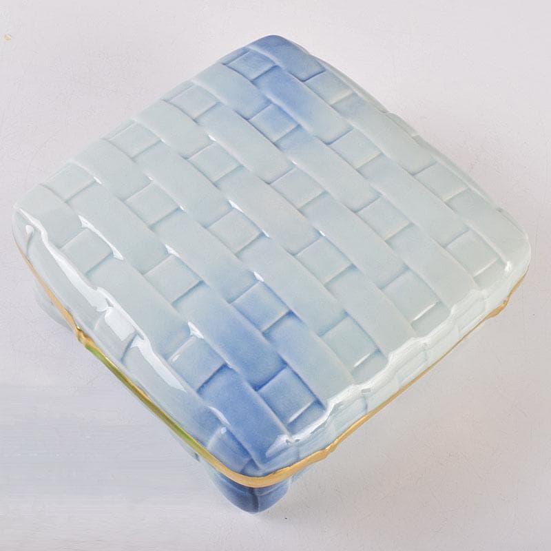 茶道具　京焼　平安　小川武雄作　梅椿文　食籠　共布共箱　V　R8955