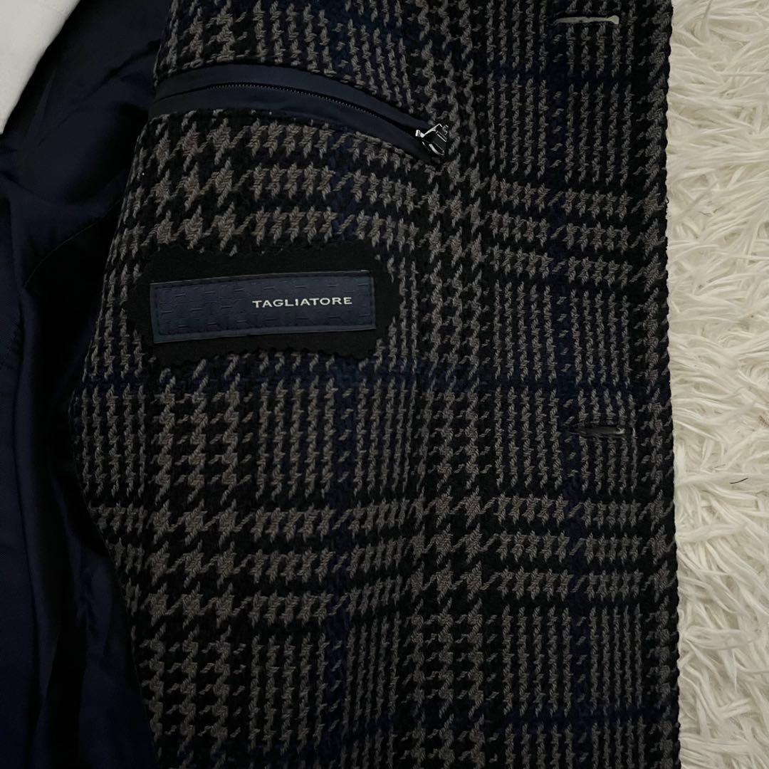 <極美品>TAGLIATORE 新ロゴ LARS ネイビー ベルデットコート44